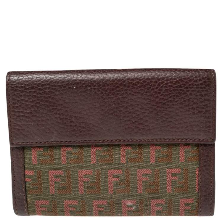 Pre Owned Fendi Tri Color Zuchino Canvas and Leather French Wallet