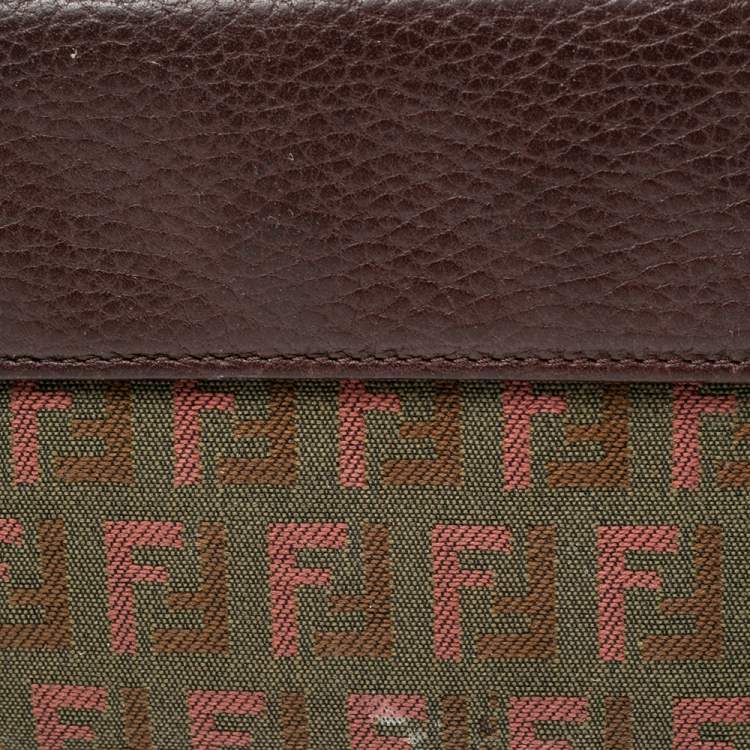 Pre Owned Fendi Tri Color Zuchino Canvas and Leather French Wallet