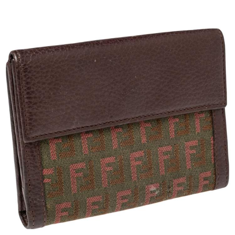 Pre Owned Fendi Tri Color Zuchino Canvas and Leather French Wallet