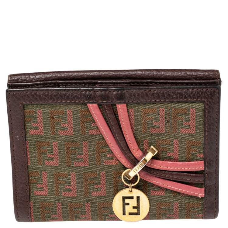 Pre Owned Fendi Tri Color Zuchino Canvas and Leather French Wallet