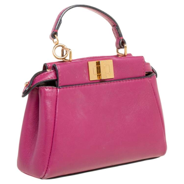 مملوكة مسبقًا Fendi Fuchsia Leather Micro Peekaboo Crossbody Bag