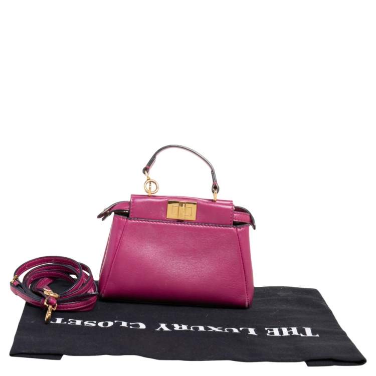 مملوكة مسبقًا Fendi Fuchsia Leather Micro Peekaboo Crossbody Bag