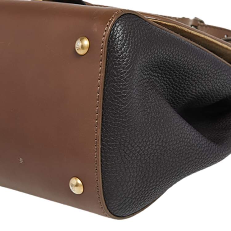 Pre Owned Fendi Black/Brown Stingray, Crocodile and Leather Silvana Top Handle Bag