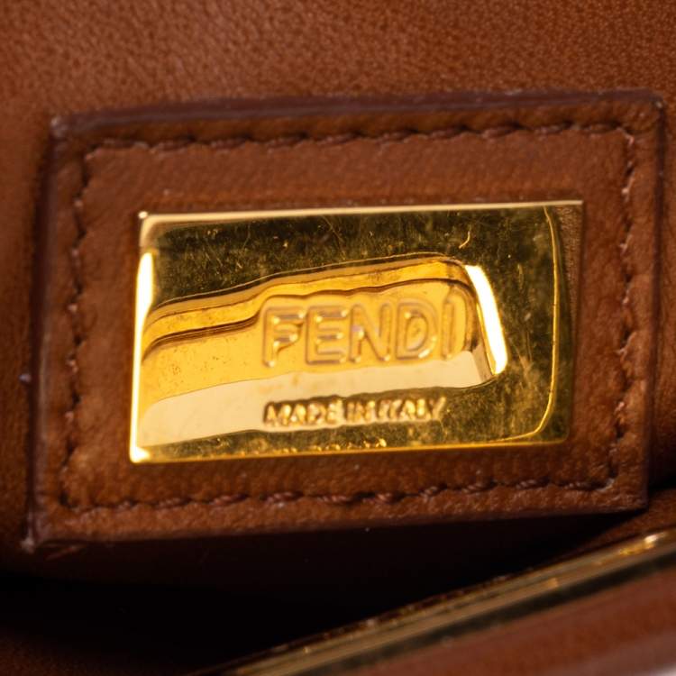 Pre Owned Fendi Tan Leather Mini Peekaboo Top Handle Bag