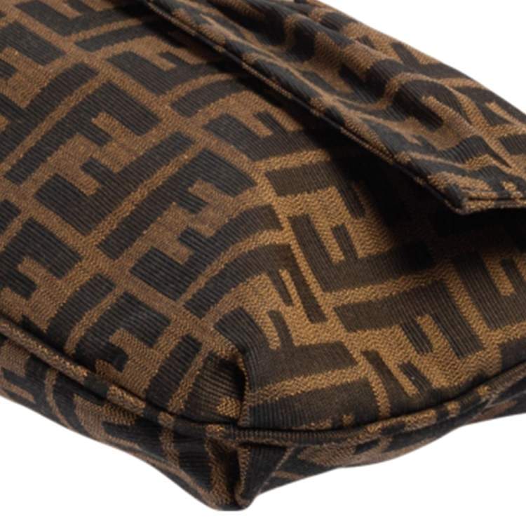 Pre Owned Fendi Tobacco Zucca Canvas and Patent Leather Mia Flap Shoulder Bag