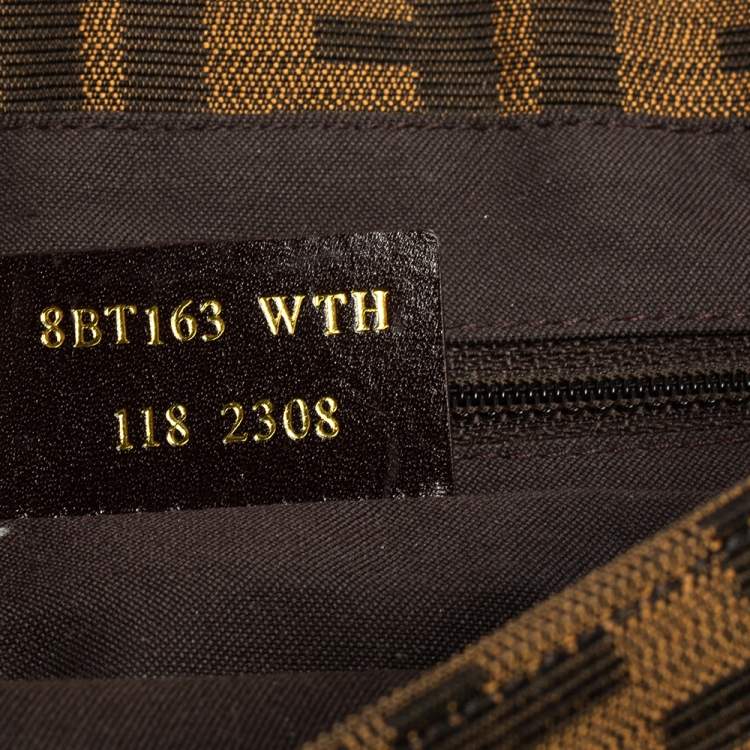 Pre Owned Fendi Tobacco Zucca Canvas and Patent Leather Mia Flap Shoulder Bag