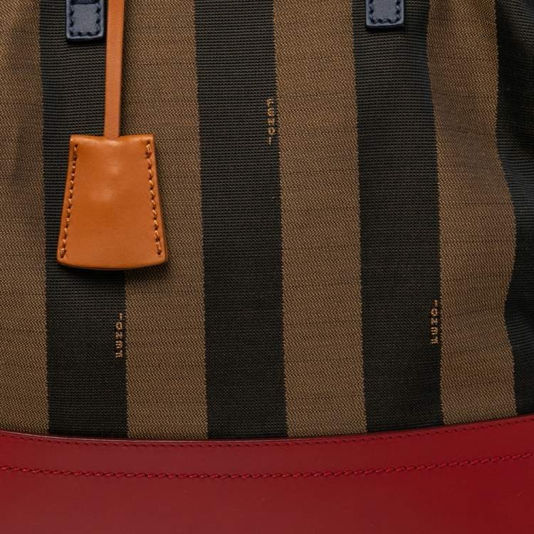 Pre Owned Fendi Multicolor Pequin Striped Canvas And Leather Bag