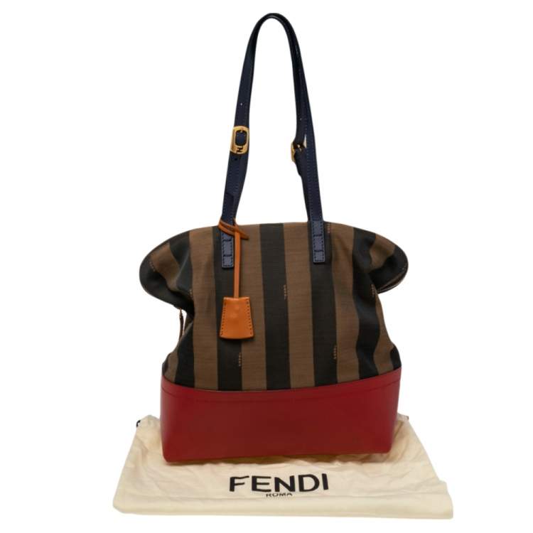 Pre Owned Fendi Multicolor Pequin Striped Canvas And Leather Bag