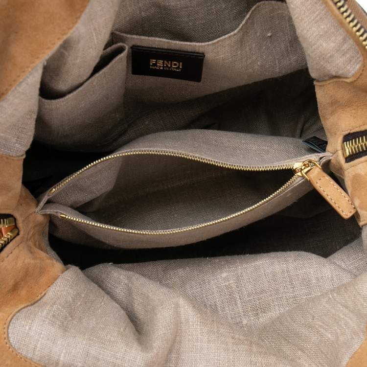 Pre Owned Fendi Multicolor Pequin Striped Canvas And Leather Bag