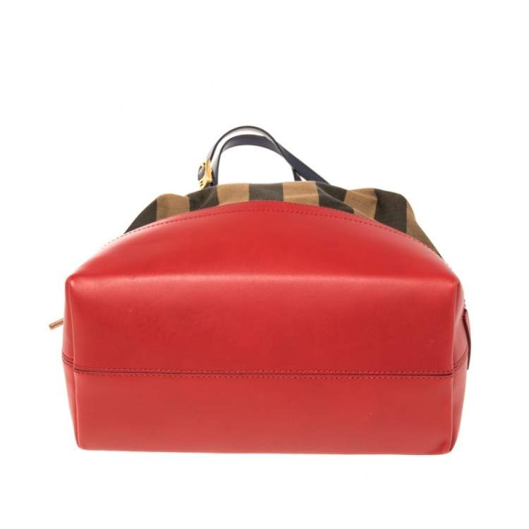 Pre Owned Fendi Multicolor Pequin Striped Canvas And Leather Bag