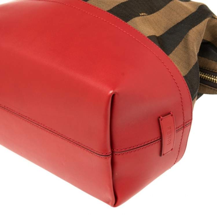 Pre Owned Fendi Multicolor Pequin Striped Canvas And Leather Bag