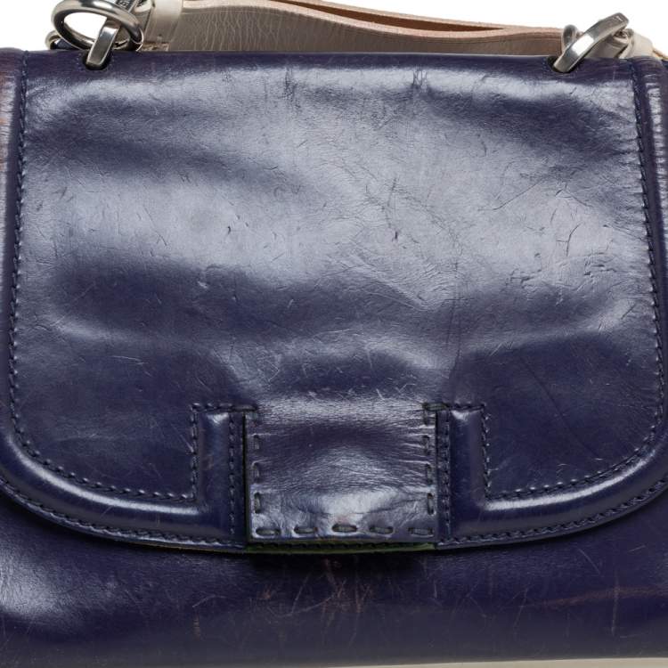 مملوكة مسبقًا Fendi Tricolor Leather Silvana Top Handle Bag