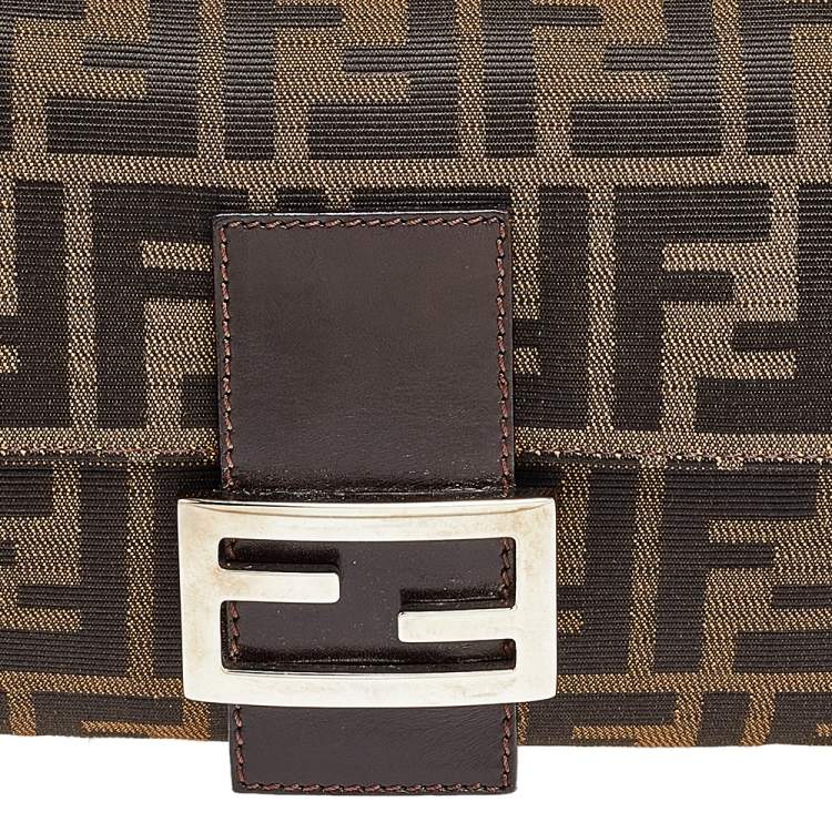 Pre Owned Fendi Brown Zucca Canvas Mamma Baguette Bag
