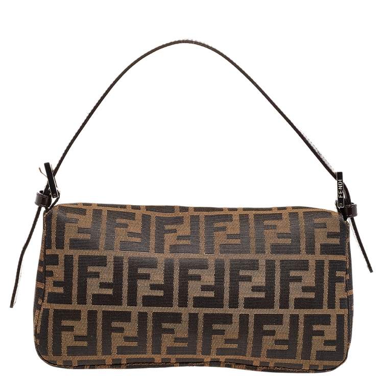 Pre Owned Fendi Brown Zucca Canvas Mamma Baguette Bag