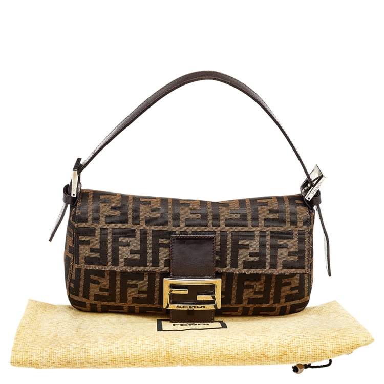 Pre Owned Fendi Brown Zucca Canvas Mamma Baguette Bag