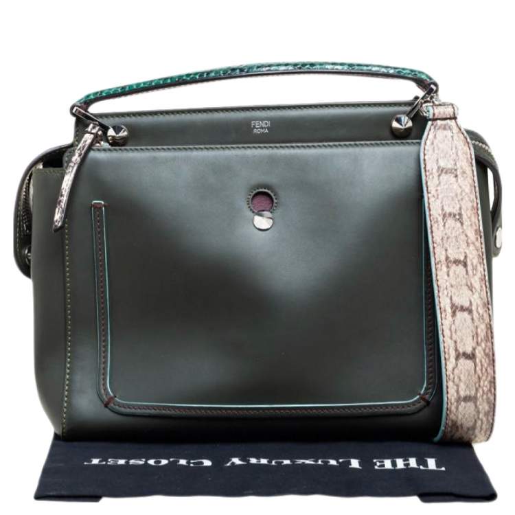Pre Owned Fendi Multicolor Python and Leather Dotcom Top Handle Bag