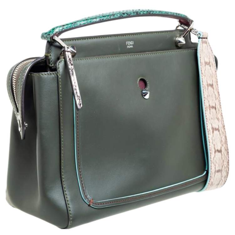 Pre Owned Fendi Multicolor Python and Leather Dotcom Top Handle Bag