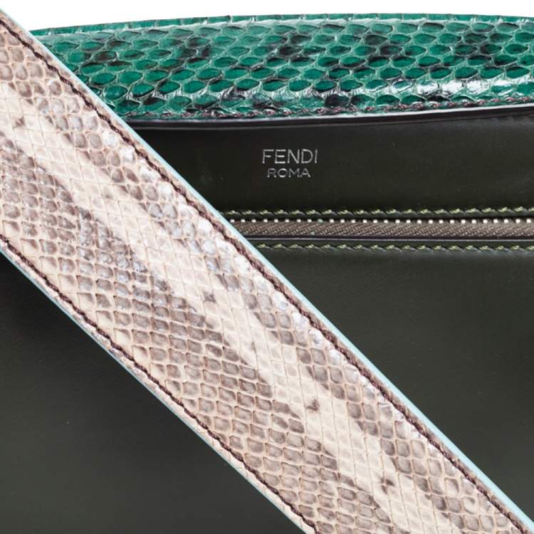 Pre Owned Fendi Multicolor Python and Leather Dotcom Top Handle Bag