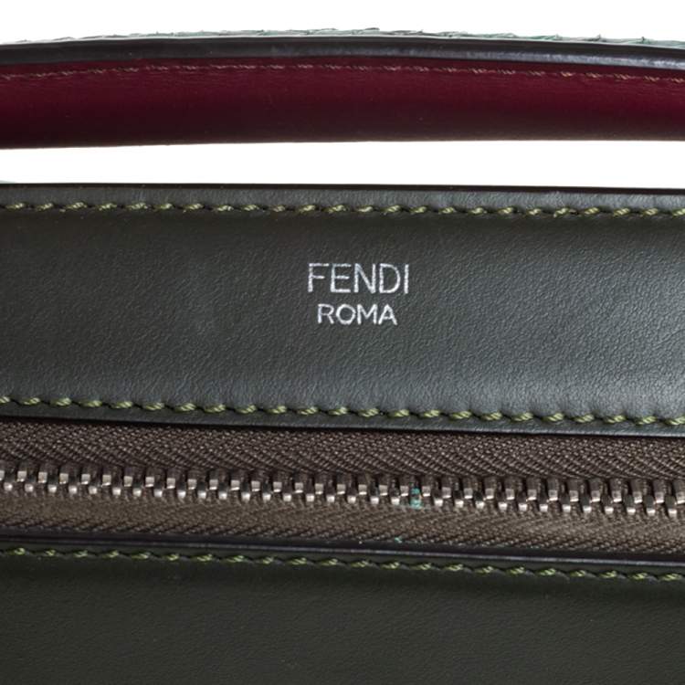 Pre Owned Fendi Multicolor Python and Leather Dotcom Top Handle Bag