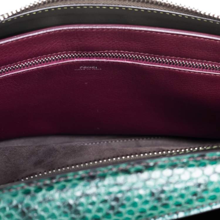 Pre Owned Fendi Multicolor Python and Leather Dotcom Top Handle Bag