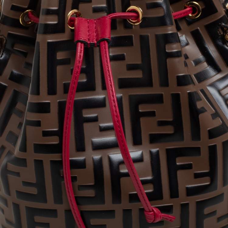 Pre Owned Fendi Tri Color Zucca Leather Mon Tresor Grande Bucket Bag