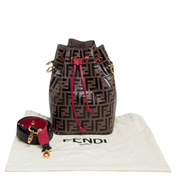 Pre Owned Fendi Tri Color Zucca Leather Mon Tresor Grande Bucket Bag