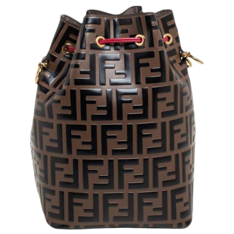 Pre Owned Fendi Tri Color Zucca Leather Mon Tresor Grande Bucket Bag