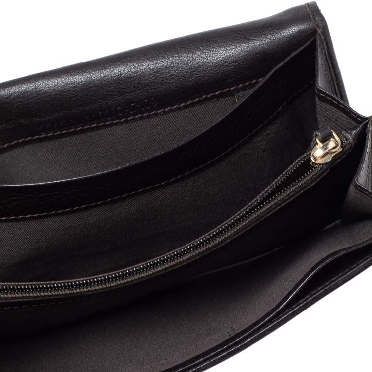 Pre Owned Fendi Tobacco Zucca Canvas and Leather Flap Continental Wallet