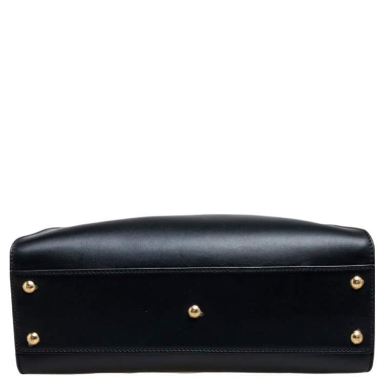 مملوكة مسبقًا Fendi Black Leather Medium Peekaboo Top Handle Bag