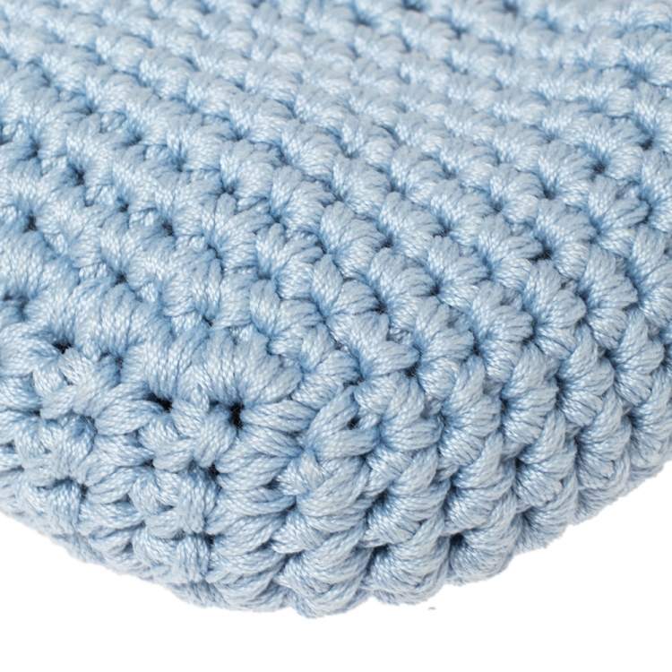 Pre Owned Fendi Light Blue Woven Fabric Framed Coin Purse