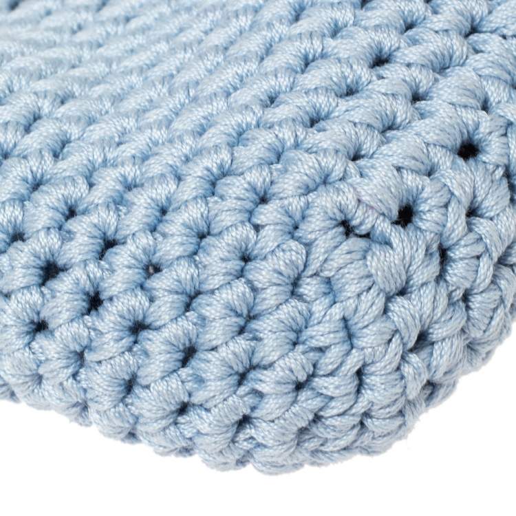 Pre Owned Fendi Light Blue Woven Fabric Framed Coin Purse