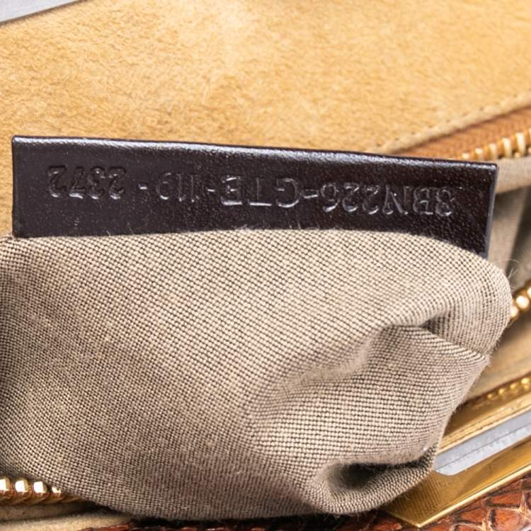 Pre Owned Fendi Brown Python Medium Peekaboo Top Handle Bag