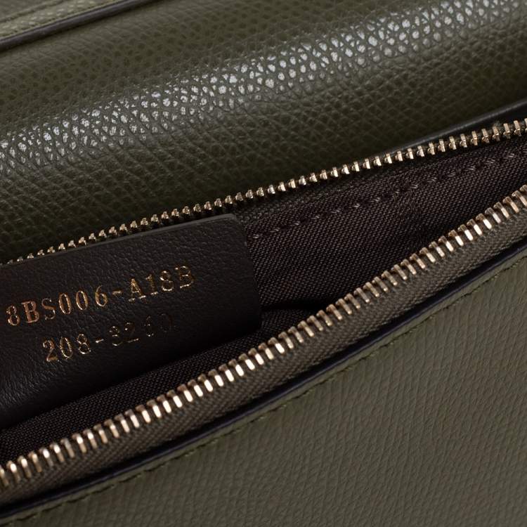 Pre Owned Fendi Olive Green Leather F Wallet On Chain 