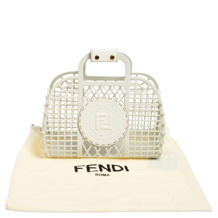 Pre Owned Fendi White Plastic Small Basket Tote