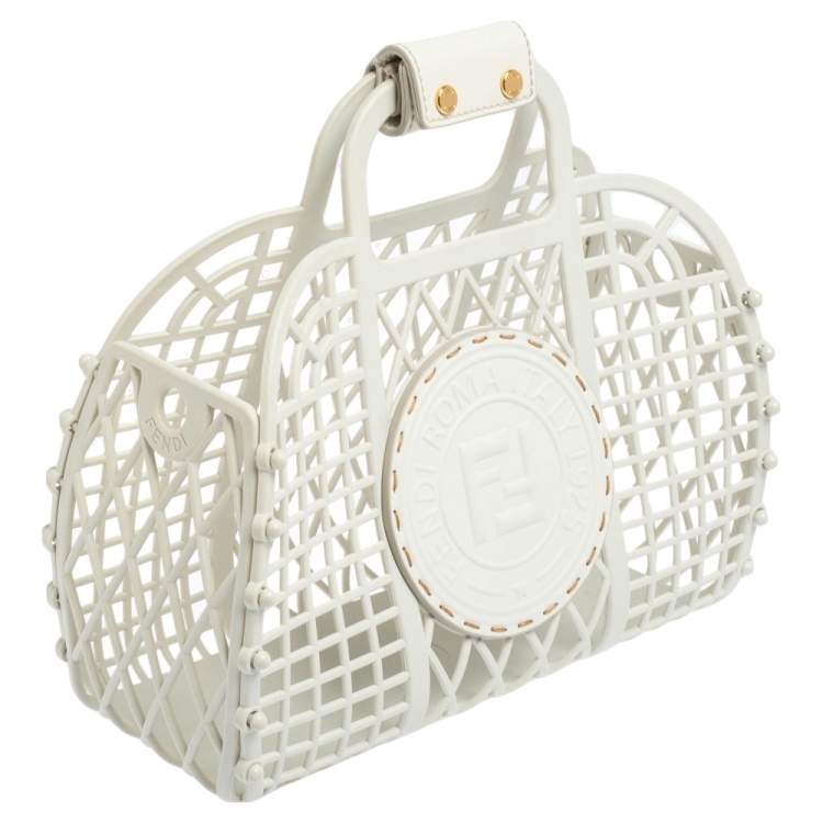 Pre Owned Fendi White Plastic Small Basket Tote