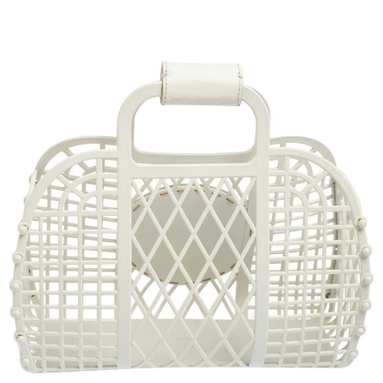 Pre Owned Fendi White Plastic Small Basket Tote