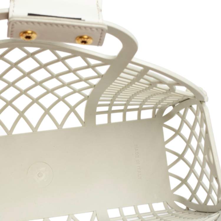 Pre Owned Fendi White Plastic Small Basket Tote