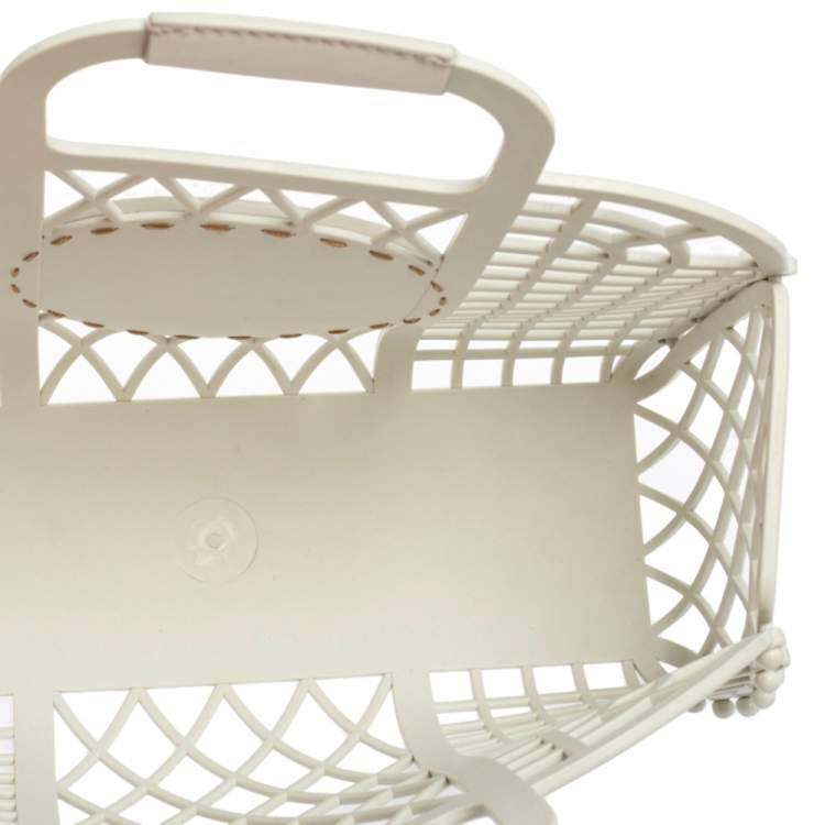 Pre Owned Fendi White Plastic Small Basket Tote