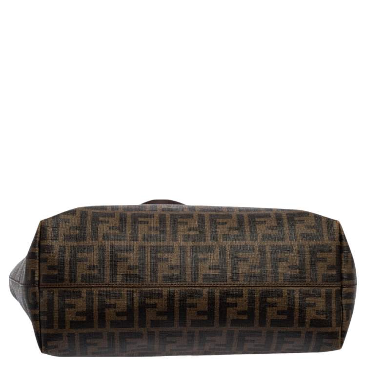 Pre Owned Fendi Tobacco Zucca Coated Canvas Small Roll Shopper Tote