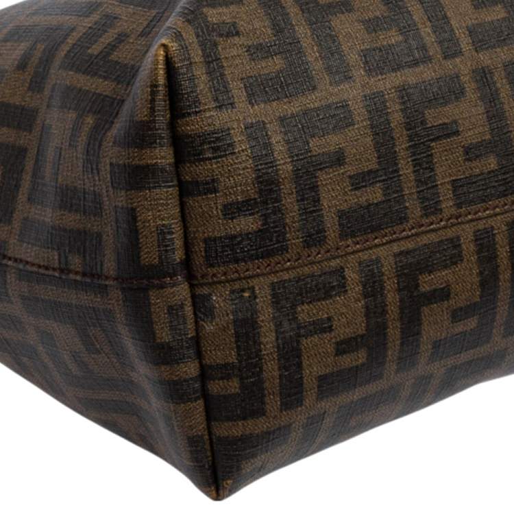 Pre Owned Fendi Tobacco Zucca Coated Canvas Small Roll Shopper Tote