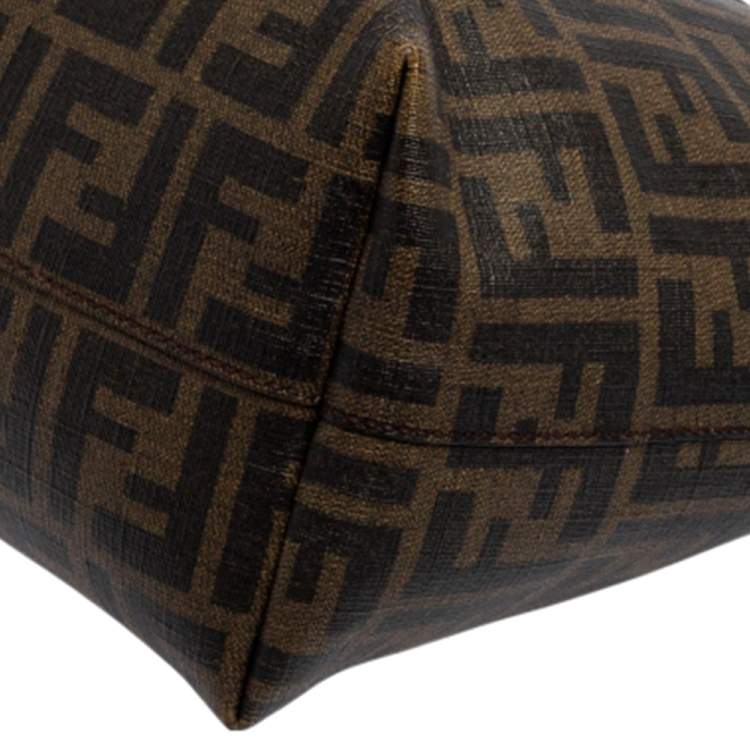 Pre Owned Fendi Tobacco Zucca Coated Canvas Small Roll Shopper Tote