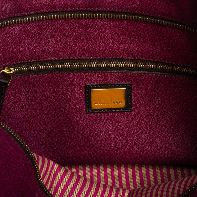 Pre Owned Fendi Tobacco Zucca Coated Canvas Small Roll Shopper Tote