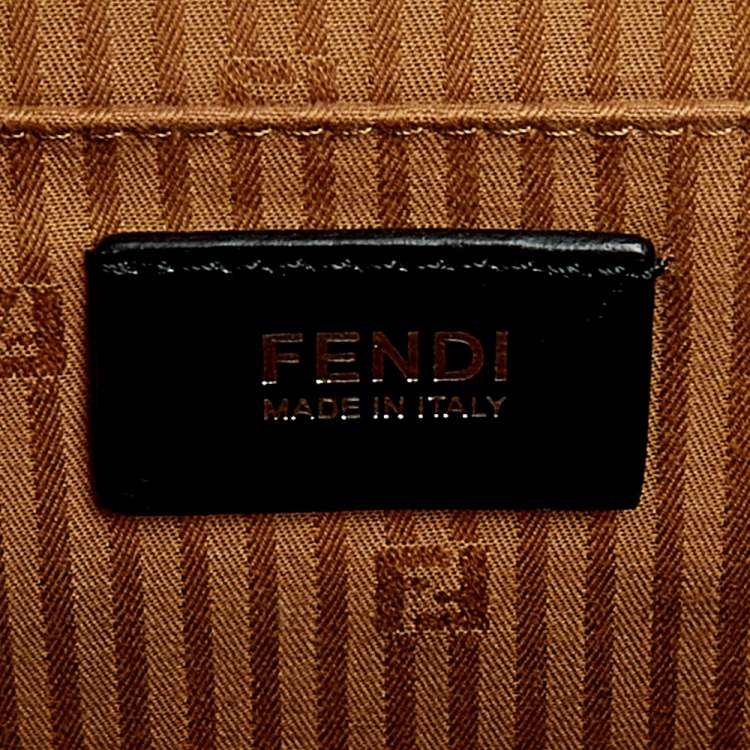 Pre Owned Fendi Brown/Orange Textured Leather Small Demi Jour Shoulder Bag