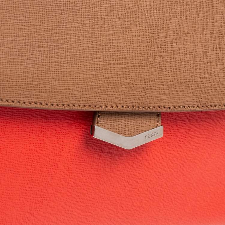 Pre Owned Fendi Tricolor Textured Leather Small Demi Jour Top Handle Bag