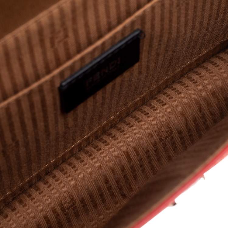 Pre Owned Fendi Tricolor Textured Leather Small Demi Jour Top Handle Bag