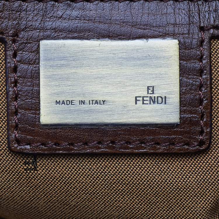 Pre Owned Fendi Tobacco Zucca Canvas and Leather Chef De Jour Bag