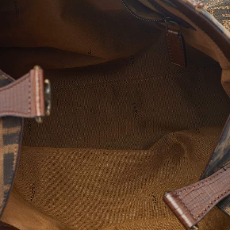 Pre Owned Fendi Tobacco Zucca Canvas and Leather Chef De Jour Bag