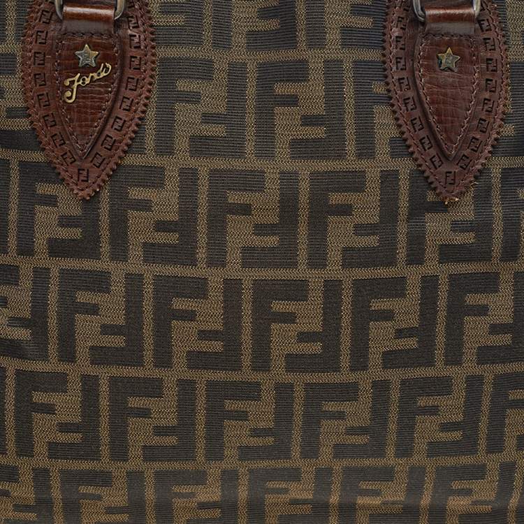 Pre Owned Fendi Tobacco Zucca Canvas and Leather Chef De Jour Bag