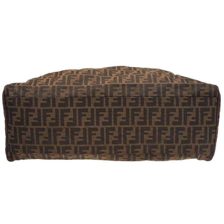Pre Owned Fendi Tobacco Zucca Canvas and Leather Chef De Jour Bag