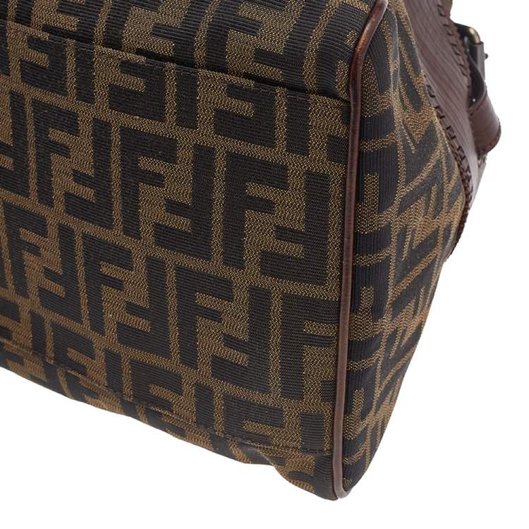 Pre Owned Fendi Tobacco Zucca Canvas and Leather Chef De Jour Bag